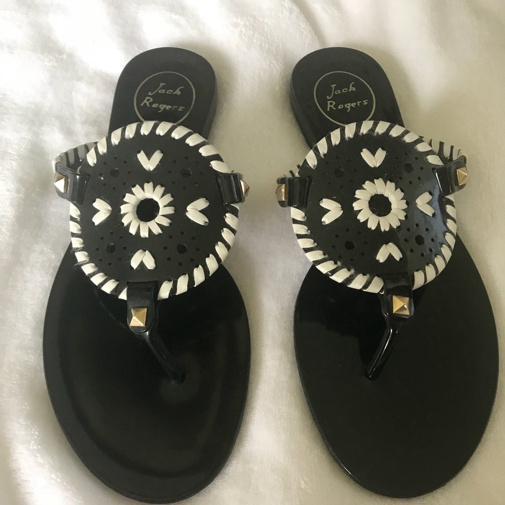 Jack Rogers Black and White Georgina Jelly Sandals